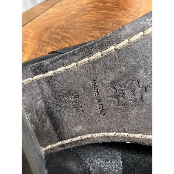 Donald J Pliner Women’s 8.5 Donata Cowboy Boot Distressed Suede Leather Black - Picture 9 of 11